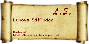 Lunova Sándor névjegykártya